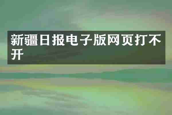 新疆日报电子版网页打不开