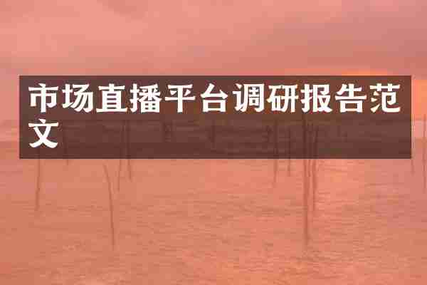 市场直播平台调研报告范文