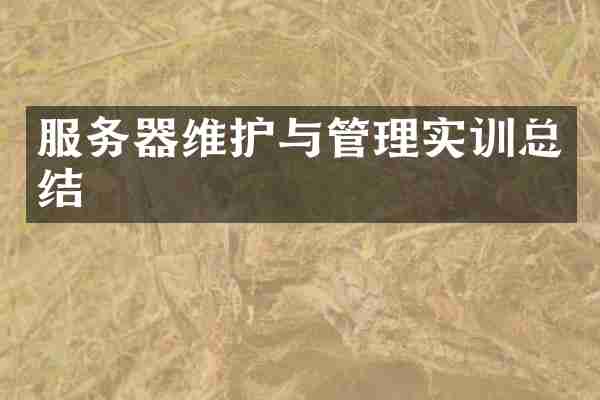 服务器维护与管理实训总结