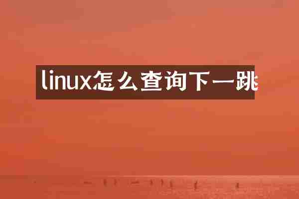 linux怎么查询下一跳