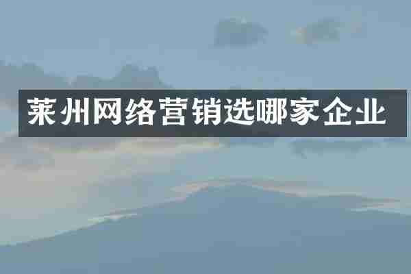 莱州网络营销选哪家企业