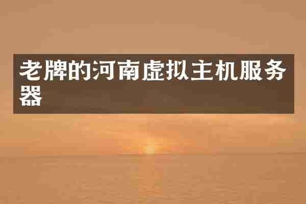老牌的河南虚拟主机服务器