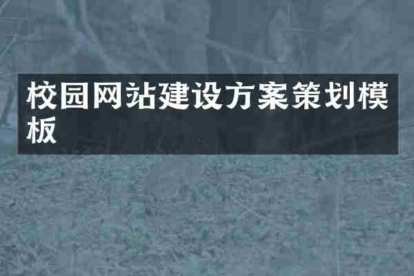 校园网站建设方案策划模板