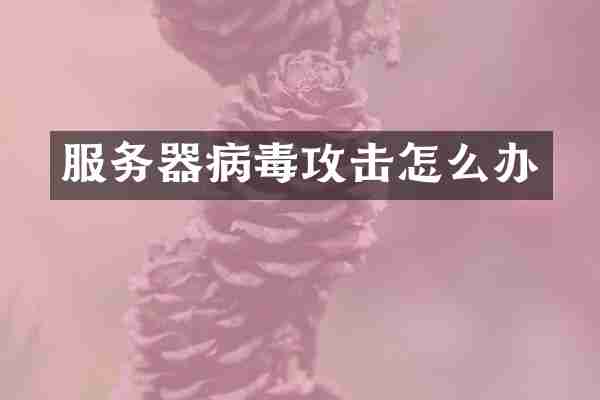 服务器病毒攻击怎么办