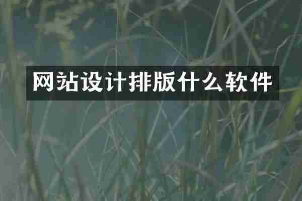 网站设计排版什么软件