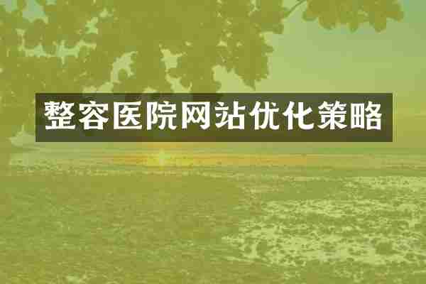 整容医院网站优化策略