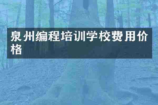 泉州编程培训学校费用价格