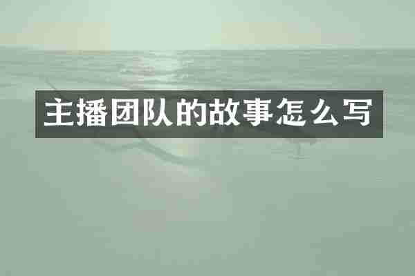 主播团队的故事怎么写