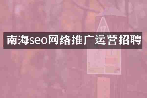 南海seo网络推广运营招聘