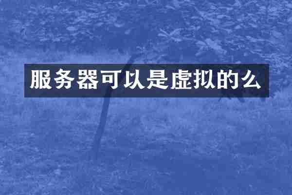 服务器可以是虚拟的么