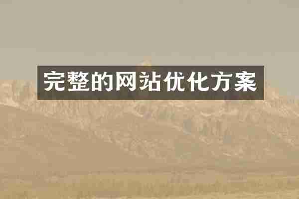 完整的网站优化方案