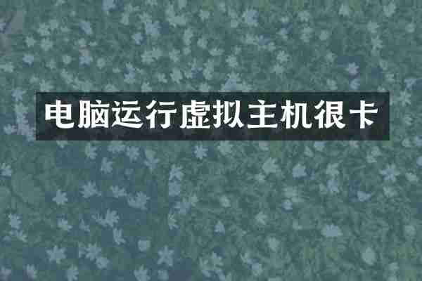 电脑运行虚拟主机很卡