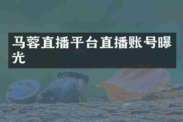 马蓉直播平台直播账号曝光