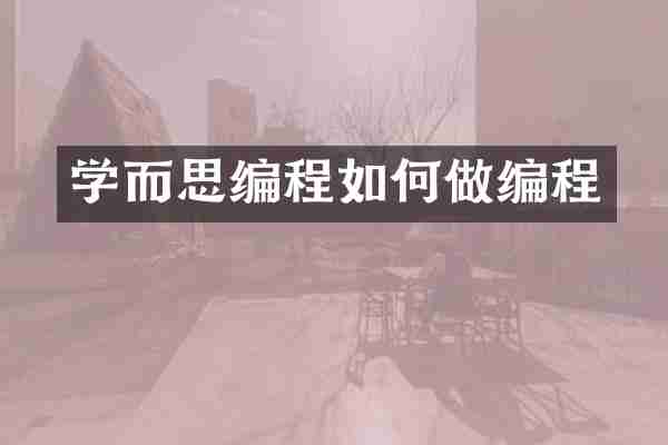 学而思编程如何做编程