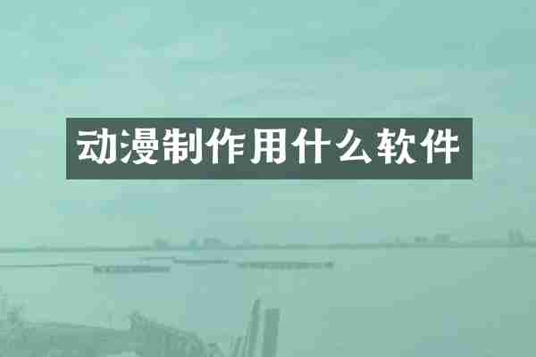 动漫制作用什么软件