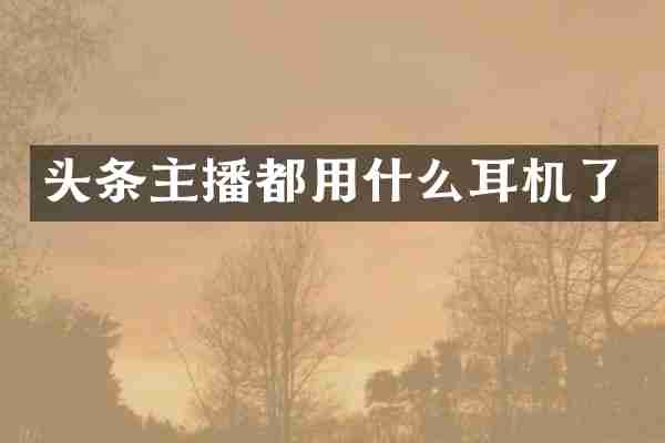 头条主播都用什么耳机了