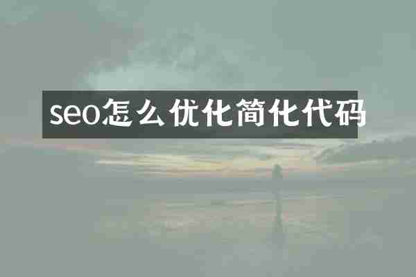 seo怎么优化简化代码