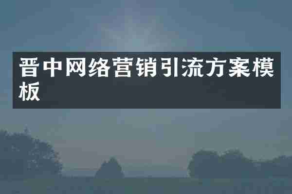 晋中网络营销引流方案模板