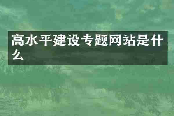 高水平建设专题网站是什么