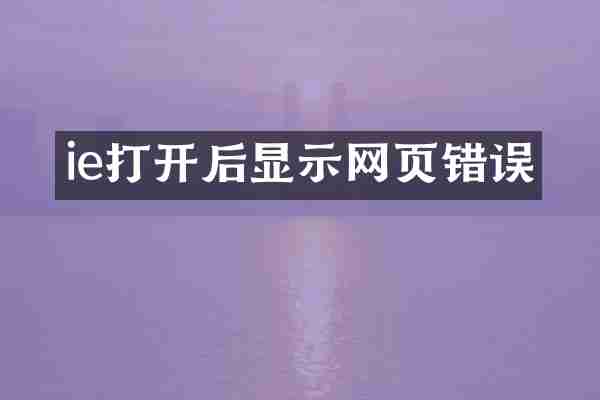 ie打开后显示网页错误
