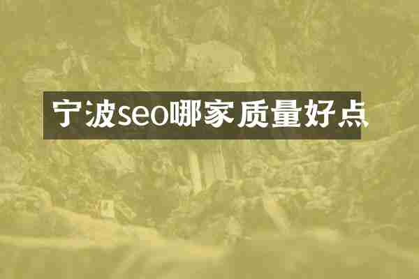 宁波seo哪家质量好点