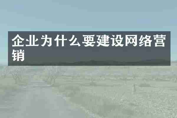 企业为什么要建设网络营销