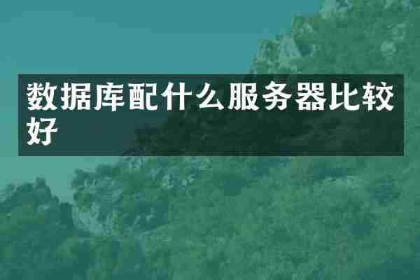 数据库配什么服务器比较好