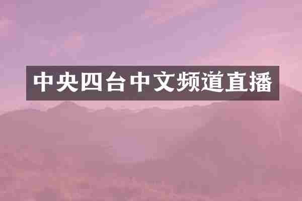 中央四台中文频道直播