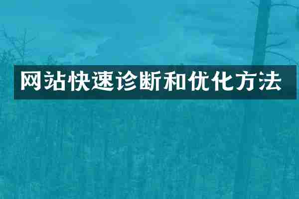 网站快速诊断和优化方法