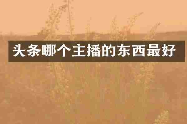 头条哪个主播的东西最好