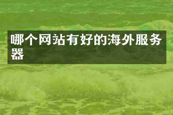 哪个网站有好的海外服务器