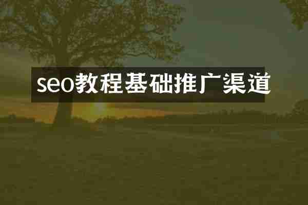 seo教程基础推广渠道