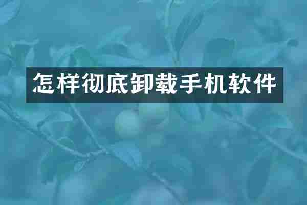 怎样彻底卸载手机软件