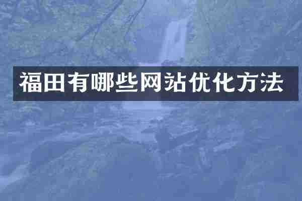 福田有哪些网站优化方法