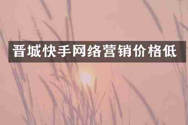 晋城快手网络营销价格低