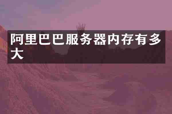 阿里巴巴服务器内存有多大