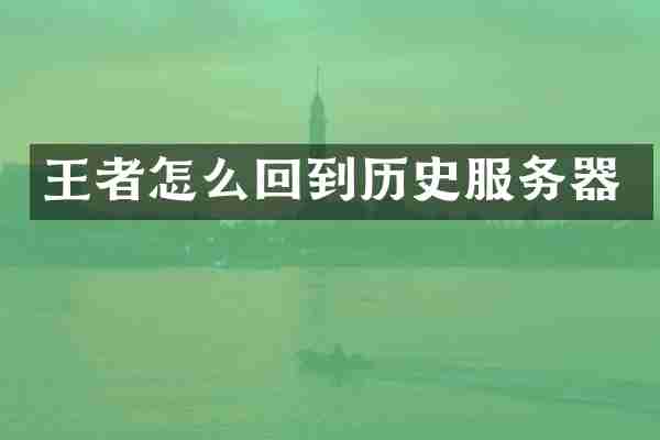 王者怎么回到历史服务器