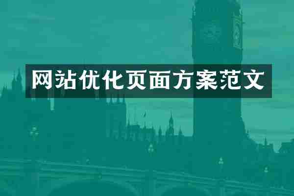 网站优化页面方案范文