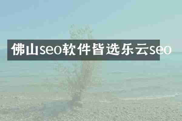 佛山seo软件皆选乐云seo
