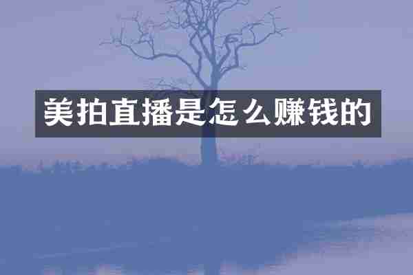 美拍直播是怎么赚钱的