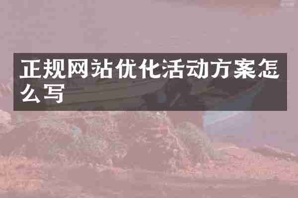 正规网站优化活动方案怎么写