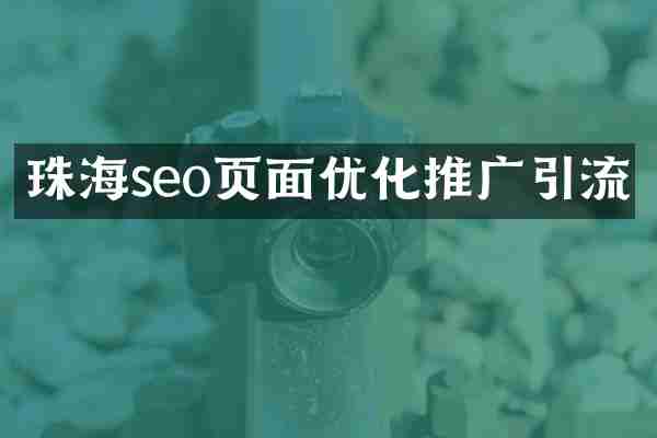 珠海seo页面优化推广引流