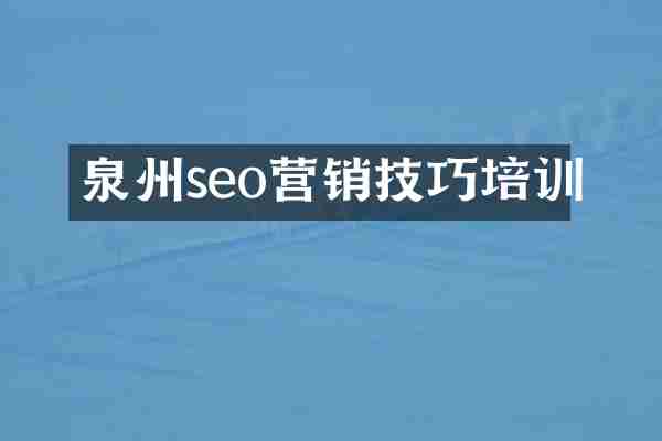 泉州seo营销技巧培训