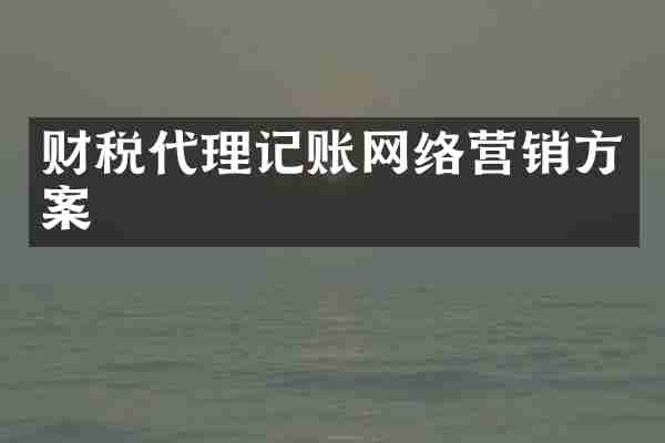 财税代理记账网络营销方案