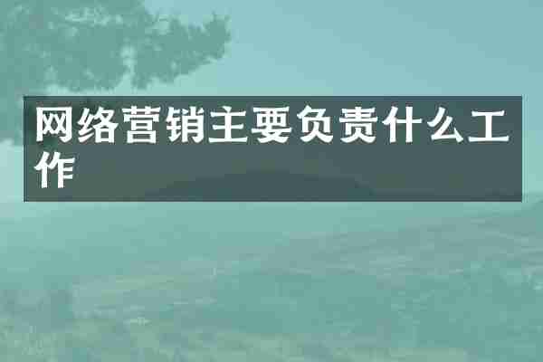 网络营销主要负责什么工作