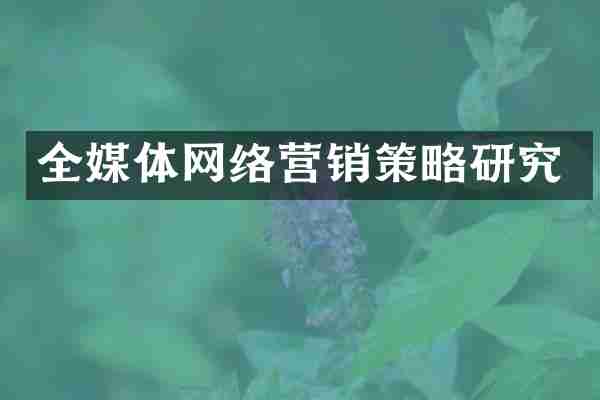 全媒体网络营销策略研究