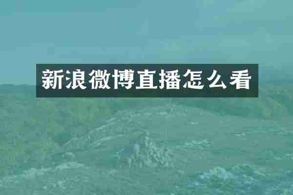 新浪微博直播怎么看