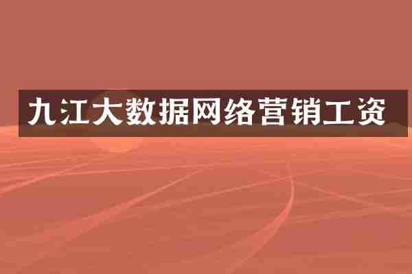 九江大数据网络营销工资