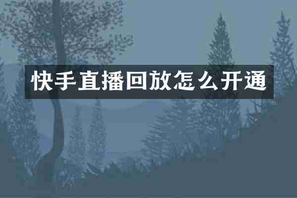 快手直播回放怎么开通