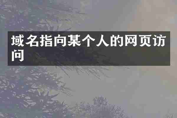 域名指向某个人的网页访问